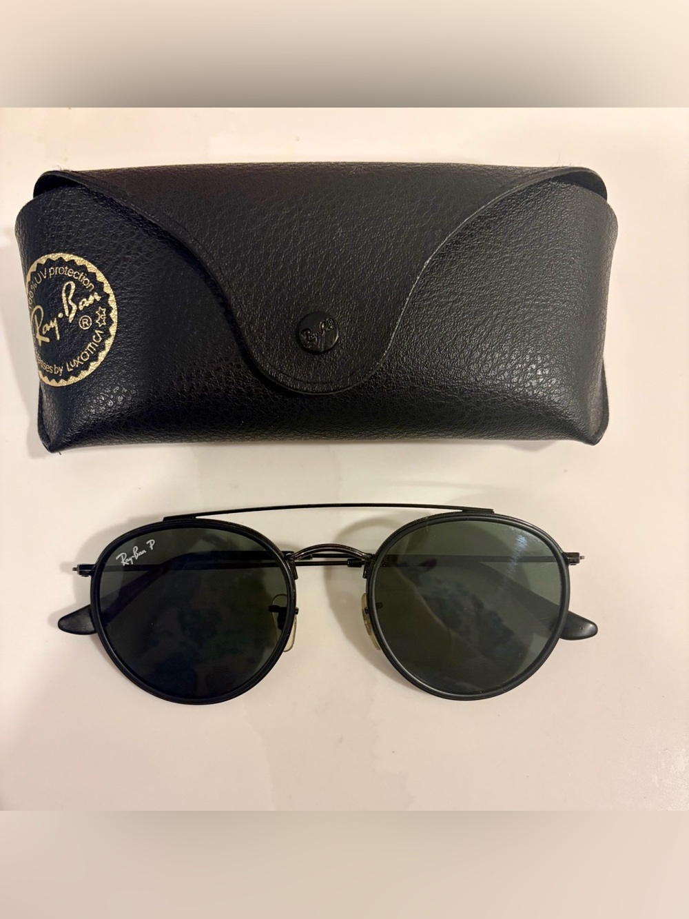Ray-Ban RB3647N Round Double Bridge Polarized Sunglasses